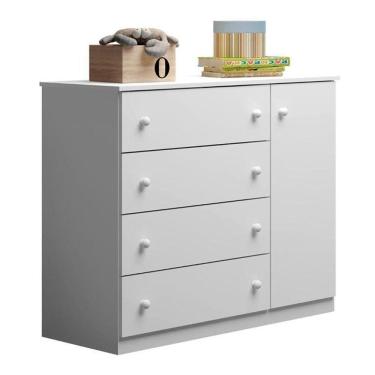 Imagem de Cômoda Infantil Helena 1 Porta E 4 Gavetas Branco - Phoenix Baby Branco