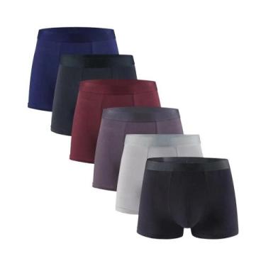 Imagem de Cuecas Boxer Masculinas De Fibra De Bambu, Pacote Com 6 Peças, Cintura