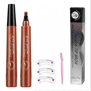 Imagem de Lápis de sobrancelha profissional, impermeável, fácil e fácil de modelar sobrancelhas, de longa duração, lápis de sobrancelha (terno vermelho-marrom)