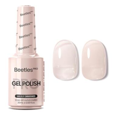 Imagem de Esmalte de gel Beetles Pro Jelly Nude - levemente obcecado, rosa leitoso 20 ml, cor nude neutra, esmalte de gel gelatinoso, lâmpada de unhas UV, cura necessária para dia dos namorados, salão de beleza