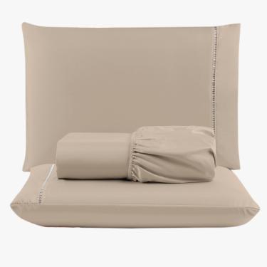 Imagem de Jogo de Lençol Peletizado 400 Fios Queen 3 Peças - Casa - Hotel - Pousada - Avelã