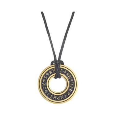 Imagem de Colar Masculino Vintage Nórdico Viking Com Pingente De Runas Elder Fut