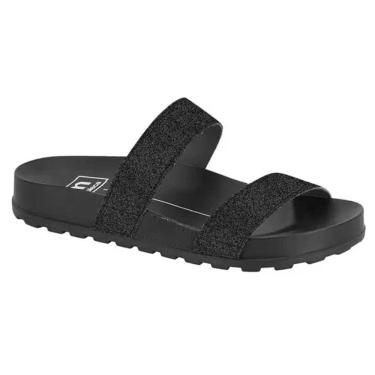 Imagem de Chinelo Slide Tira Dupla Glitter Preto Moleca 5436.425