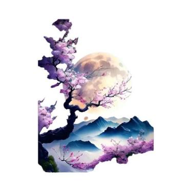 Imagem de Diamante bordado lua paisagem bordado mosaico árvore flor pintura noit