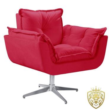 Imagem de Poltrona Opalla Giratória Alumínio Suede D Salla Vermelho