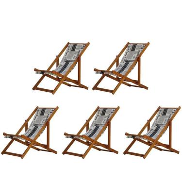 Imagem de Kit 5 Cadeira Espreguiçadeira Dobrável Mel Sb-jornal