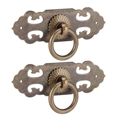 Imagem de Puxador de gaveta de cobre, antigo, oco, puxador, elegante, estilo retrô, ferragens para porta de armário, gaveta, 90mm, bronze, 2 conjuntos