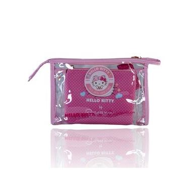 Imagem de Kit Necessaire Hello Kitty Pink Estampada e Transparente