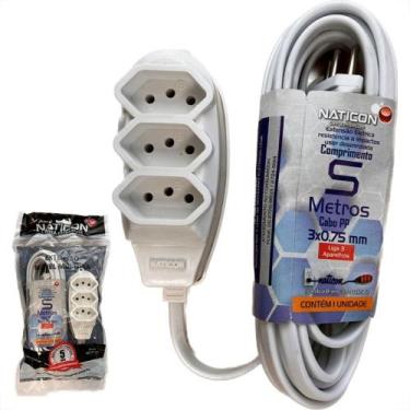 Imagem de Extensao Naticon Pp 2 Polos + Terra 0,75Mm Branca - 5M