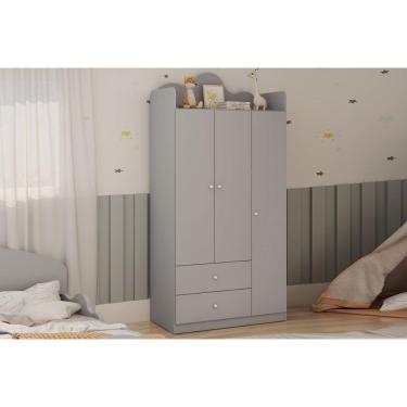 Imagem de Guarda Roupa Infantil 3 Portas E 2 Gavetas Nuvem Fendi - Genialflex