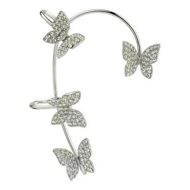 Imagem de Brincos Borboleta Zircão Strass 1 Unid Clipes K-pop Ear Cuff - anjo da