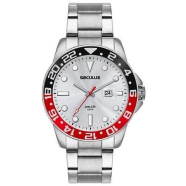 Imagem de Relógio Seculus Masculino Aço Com Lupa Calendário Prata 44210G0SVNA2-Masculino