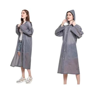 Imagem de Capa De Chuva Transparente Impermeável Para Adultos, Poncho PEVA Com C