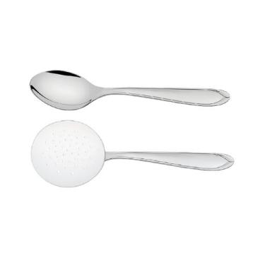 Imagem de Kit Colher Para Arroz E Escumadeira Inox Restaurante Buffet - Tramonti