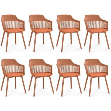 Imagem de Kit 8 Cadeiras de Jantar Estofada Marcela - Marrom - Magazine Decor