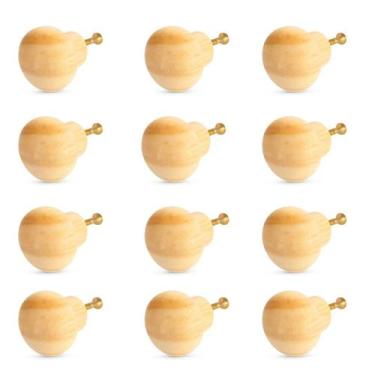 Imagem de Kit 12 Puxadores de Madeira Redondos P/ Móveis Gavetas Armários Modelo