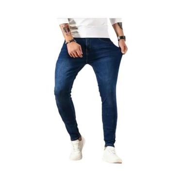Imagem de Calça Jeans Masculina Slim Fit Stretch Preta Estilo Biker Casual 2025 