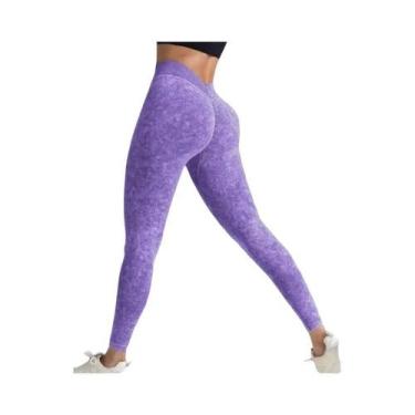 Imagem de Leggings Esportivas Sem Costura De Cintura Alta Para Mulheres, Com Des