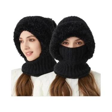 Imagem de Gorro De Inverno Feminino 3 Em 1, Quente E À Prova De Vento, Com Cache