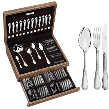 Imagem de Faqueiro Tramontina Renascença Em Inox 101 Peças Acabamento Brilho E Fosco Alto Relevo 66929215