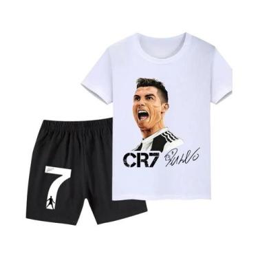 Imagem de Conjunto De Futebol Infantil Ronaldo CR7 2025 Camiseta Impressa E Shor