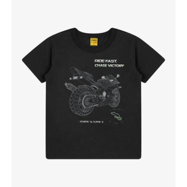 Imagem de Camiseta Meia Malha Menino Rovi Kids Preto, 12, Preto