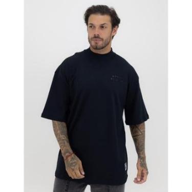 Imagem de Camiseta Oversized Gola Alta Star Black Alto Relevo Streetwear Algodão Premium Preto-Masculino