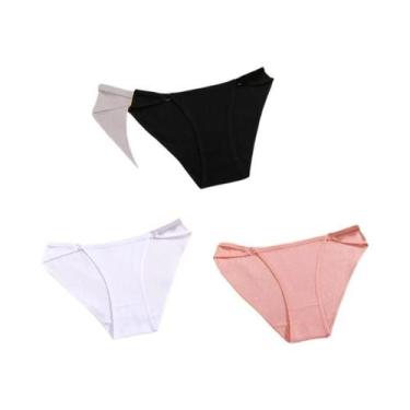 Imagem de Calcinhas De Algodão Listradas Para Mulheres 3PCS Lingerie Sexy Respir