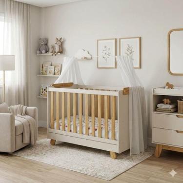 Imagem de Berço Multifuncional Pingo 4 em 1 100% MDF Moveis Peroba -, Off White 