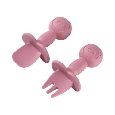 Imagem de Novo pequeno urso padrão comida para bebê colher garfo colher curta ga