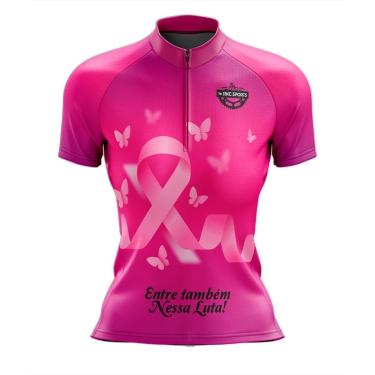 Imagem de Camisa Ciclismo Manga Curta Outubro Rosa Entre Tambem Nessa Luta-Feminino
