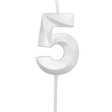 Imagem de Vela Mini Design Silver Festas Branca Perolizada Número 5
