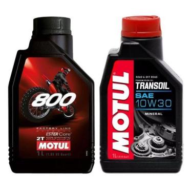 Imagem de Kit Óleo Motul 2T 800 Factory Transmissão Transoil 10W30 Off Road
