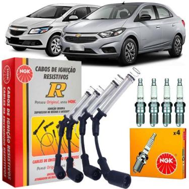 Imagem de Kit Velas + Cabos Ignição Prisma 1.0 8v 2013 A 2018 Original - NGK, CA