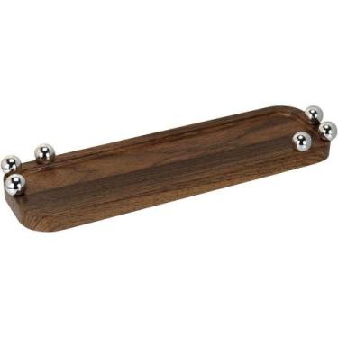 Imagem de Bandeja Retangular Homeco Esfera Plástico Mdf 2x10x35 Marrom - HOME & 