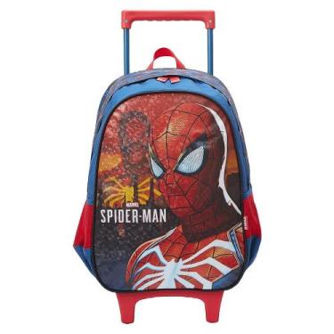 Imagem de Mochila De Rodinhas Escolar Infantil Spider Man Games - Marvel, Azul