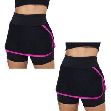 Imagem de Kit 2 Shorts Saia Ginastica Academia Cintura Alta Fitness - Donna Mart