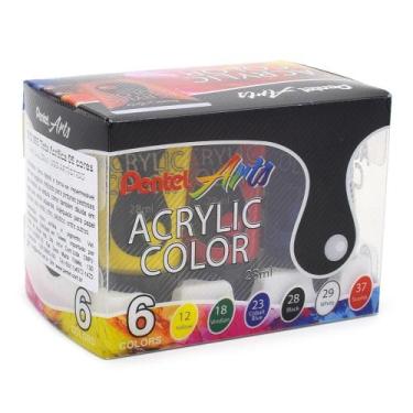 Imagem de Kit Tinta Acrylic Color Pentel - 6 Cores