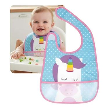 Imagem de Babador para Bebê Buba Impermeável Com Bolso Leão Macaco Unicórnio, Un