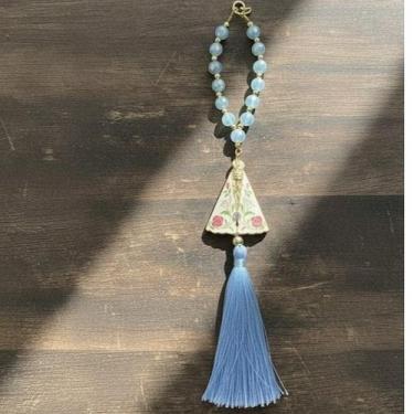 Imagem de Dezena Terço Dourado Nossa Senhora de Nazaré Católico 27,5 cm - PRA VC