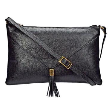 Imagem de Bolsa Feminina Transversal Tiracolo Média Barata Couro Legítimo - Mada