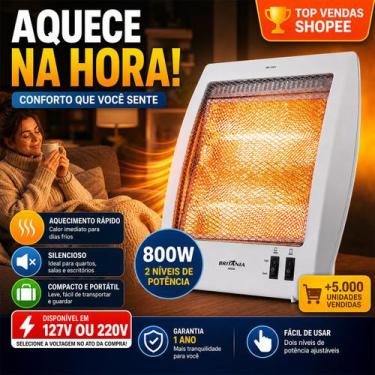 Imagem de Aquecedor Halógeno Britânia 800W AB800B 2 Níveis Portátil Silencioso C