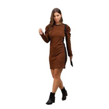 Imagem de Vestido feminino rosa urbana manga princesa, Ferrugem, Preto, P