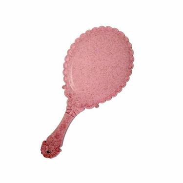 Imagem de Espelho De Mão Oval Estilo Vintage Cor da moldura: Rosa - Genérico