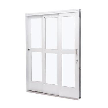 Imagem de Porta de Aço Correr 215x200cm 3 Folhas Vidro Liso Qualitysol Ramassol 