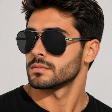 Imagem de Óculos De Sol Masculino Polarizado Uv400 Luxuoso Vinkin 382 Cinza, Cin