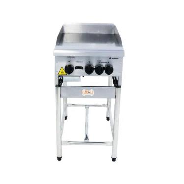 Imagem de Chapa Americana Profissional 45cm a Gás 18mm Lisa Inox com Pé CGP45 - 