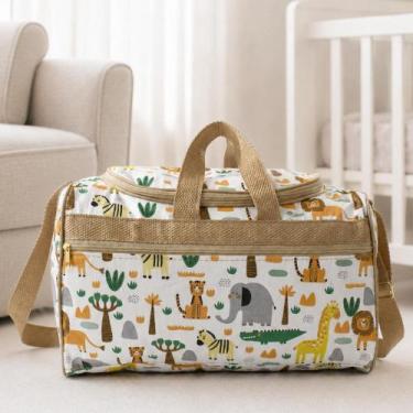 Imagem de Bolsa Maternidade Bebê Grande Luxo e Organizada Estampada Cor:Caqui - 