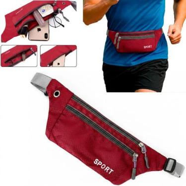 Imagem de Pochete Slim 3 Bolsos Masc Fem Academia Caminhada Corrida COR:VERMELHO