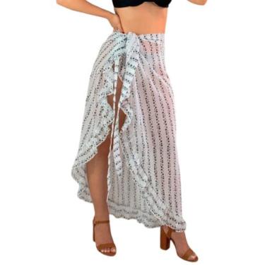 Imagem de Saída de Praia Feminina Estilo Saia Pareô Estrela - Missatti, Branco, 